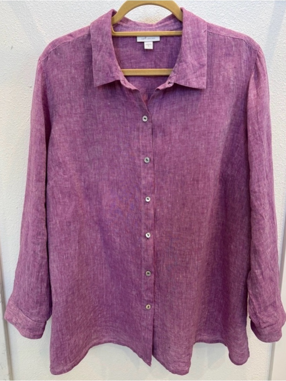 J. Jill Purple Love Linen Button-Down Shirt